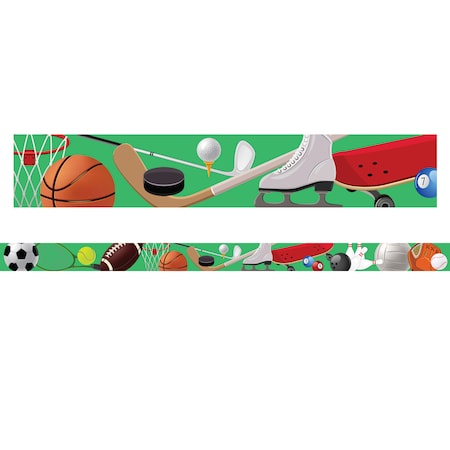 Charles Leonard Magnetic Border-Trim, Rectangle Cut, Sports Theme, 24 Feet/Pack, PK2 28116